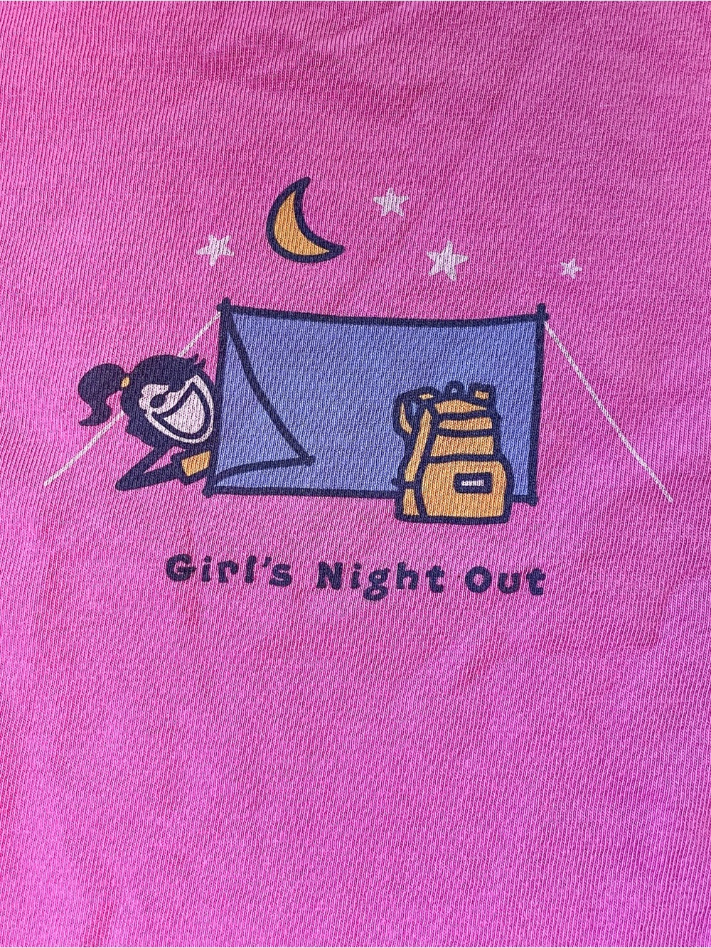 Life Is Good Girls' Night Out Pink Graphic Tee, camping, women’s size: Large - Picture 2 of 9